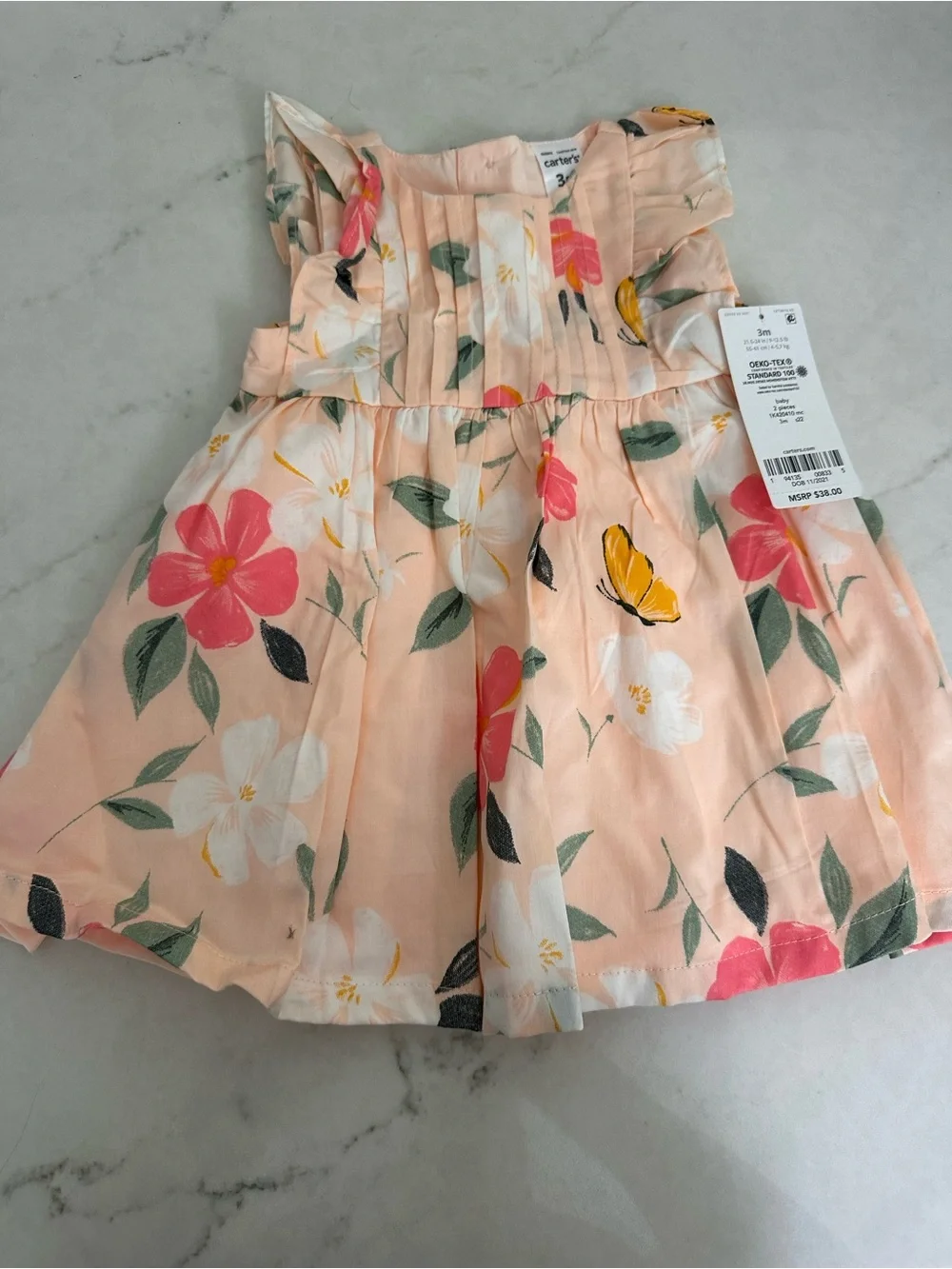 Carter's Peachy Pink Floral Dress with Pink & Yellow Accents
